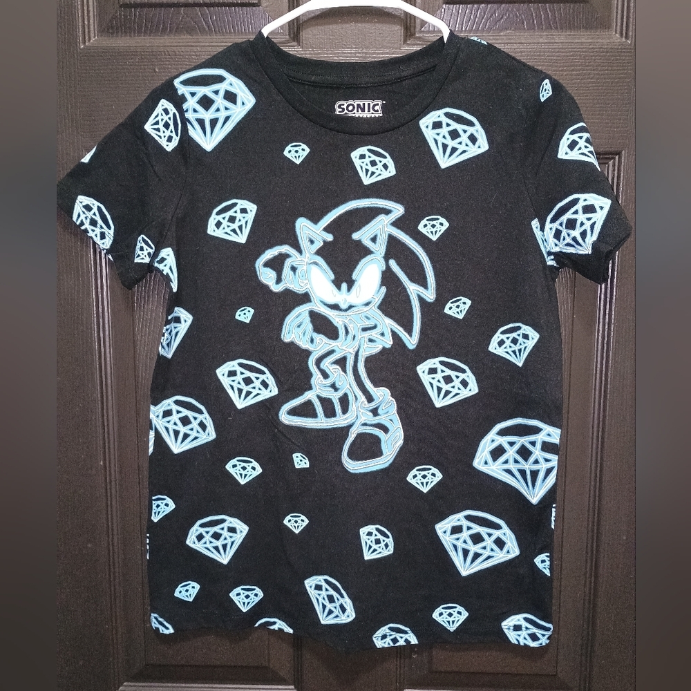 Sonic The Hedgehog Kids Black and Blue Graphic T-Shirt
